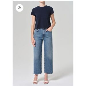 Agolde Harper Crop Wide Straight Leg Jeans SZ 25 Moor Wash